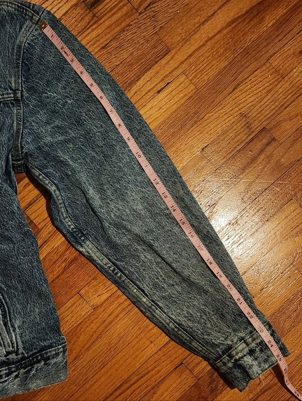 Vintage Lee Large Tall Acid Wash Denim Trucker Jacket Blue Jean Distressed 90s
